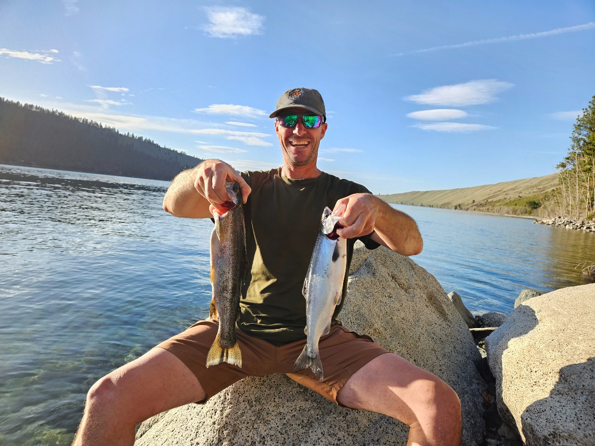 Catching rainbow and kokanee offshore in May